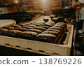 Freshly baked traditional bread on wooden table 138769226