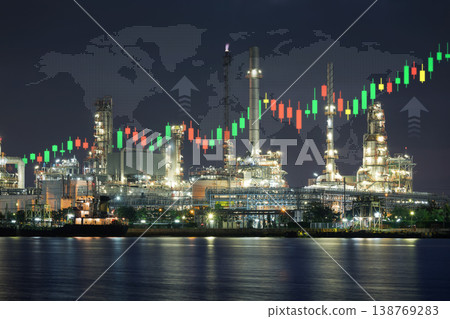 Oil Refinery Plant with Increasing Market Price Concept. Oil Refinery Plant with Increasing Market Price Concept. 138769283
