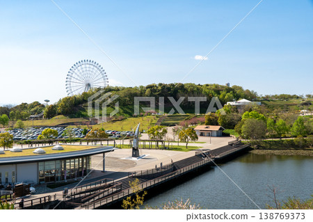 A spring scene overlooking the pond and south parking lot of Moricoro Park. A spring scene overlooking the pond and south parking lot of Moricoro Park. 138769373