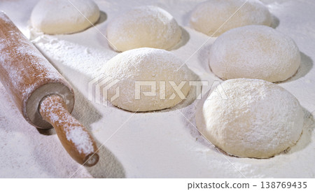 Morning Kitchen Scene With Freshly Dusted Dough Ready For Baking Morning Kitchen Scene With Freshly Dusted Dough Ready For Baking 138769435