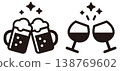 A set of silhouette icons for toasting with wine or beer. 138769602