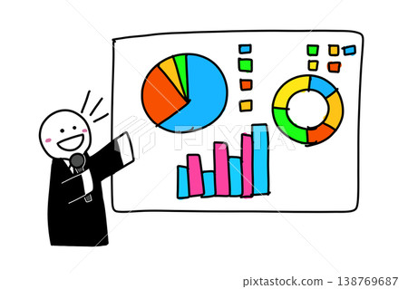 Hand-drawn style illustration of a person giving a presentation, transparent PNG (Variation 3) 138769687