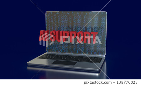 Futuristic Laptop Displaying AI Support Concept Technology Interface 3d render. Futuristic Laptop Displaying AI Support Concept Technology Interface 3d render. 138770025