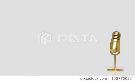 Golden Vintage Microphone Isolated On Minimal Background For Audio Concept 3d render. Golden Vintage Microphone Isolated On Minimal Background For Audio Concept 3d render. 138770033