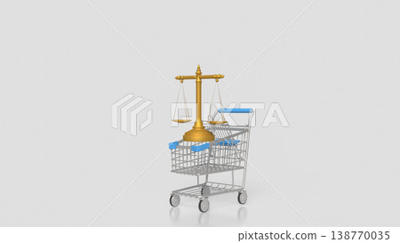 Digital Documents And Legal E commerce Concept With Shopping Cart And Balance Scale 3d render. Digital Documents And Legal E commerce Concept With Shopping Cart And Balance Scale 3d render. 138770035