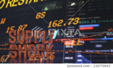 Supply Shock Crisis with Market Data and Trade Restriction Concept 3d render. Supply Shock Crisis with Market Data and Trade Restriction Concept 3d render. 138770043