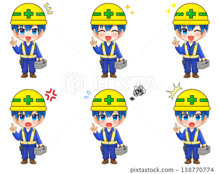 A set of illustrations of male construction workers. A set of illustrations of male construction workers. 138770774