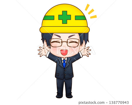 戴著頭盔的男性建築公司員工Q版人物插畫素材3 戴著頭盔的男性建築公司員工Q版人物插畫素材3 138770943