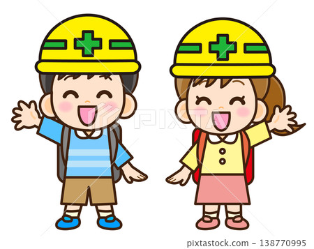 Illustration of an elementary school child wearing a helmet (2) Illustration of an elementary school child wearing a helmet (2) 138770995