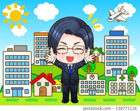 Chibi character illustration material 3 of a male construction company employee involved in urban development. Chibi character illustration material 3 of a male construction company employee involved in urban development. 138771116