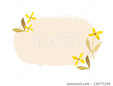 Natural and simple floral frame - hand-drawn watercolor illustration material 138771290