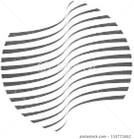 Abstract wavy shape halftone design element with retro pop art dot style 138771602