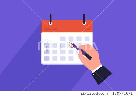Hand Marking Calendar Reminder Illustration 138771671