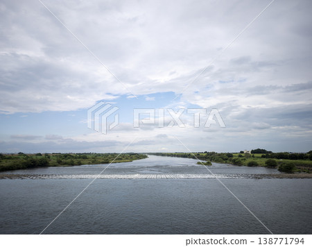 The sprawling river and the summer cloudy sky The sprawling river and the summer cloudy sky 138771794