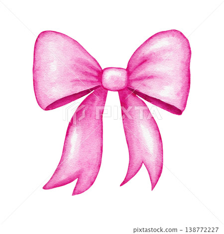 Hand drawn pink watercolor clipart illustration with cute ribbon bows. Trendy grandmillenial preppy design for birthday celebration party, nursery decor, lovely decoration greeting, love gift retro. Hand drawn pink watercolor clipart illustration with cute ribbon bows. Trendy grandmillenial preppy design for birthday celebration party, nursery decor, lovely decoration greeting, love gift retro. 138772227