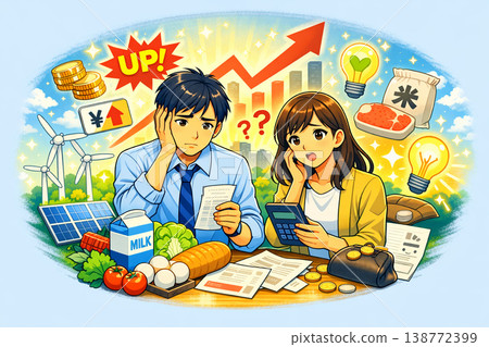Business illustrations depicting inflation and price increases Business illustrations depicting inflation and price increases 138772399