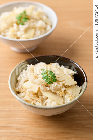 Bamboo shoot rice served in a bowl 138772414