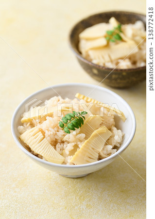 Bamboo shoot rice served in a bowl 138772418