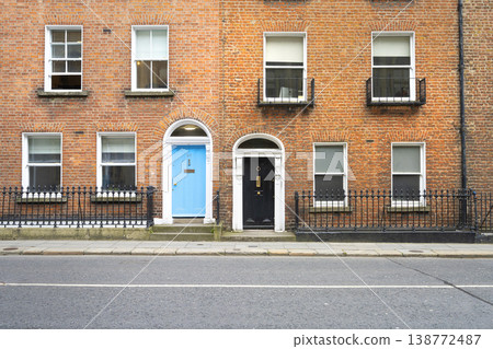 typical colored entrance door of a house in a classic building in Dublin typical colored entrance door of a house in a classic building in Dublin 138772487