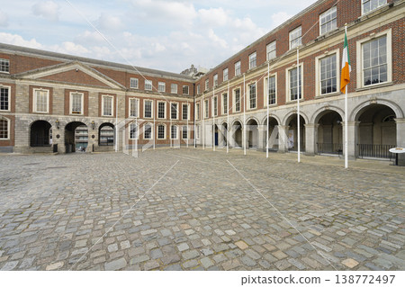 view of the internal courtyard of the castle in Dublin, Ireland 138772497