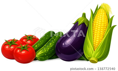 六月蔬菜：番茄、小黃瓜、茄子、玉米 138772540