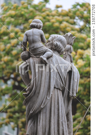 April 3 2026 Saint Teresa Church Statue And Blossoms 138772708