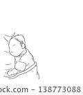 Sleeping baby line drawing illustration 138773088