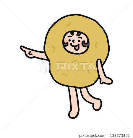 A person in a potato costume is pointing. 138773261