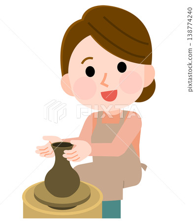 正在製作陶器的婦女 2（插圖） 138774240