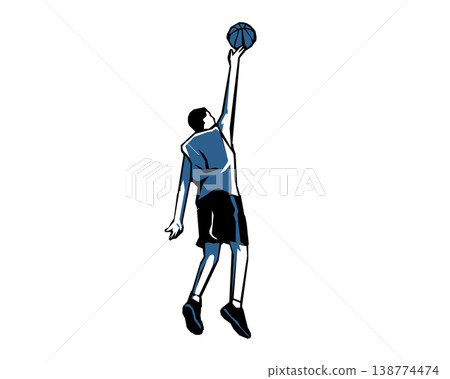 籃球運動員的鏤空剪影插圖 138774474