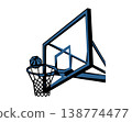 Basketball hoop stencil-style silhouette illustration 138774477