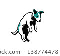 Stencil-style silhouette illustration of a dog jumping and playing 138774478