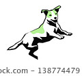 Stencil-style silhouette illustration of a dog jumping and playing 138774479