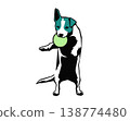 Stencil-style silhouette illustration of a dog jumping and playing 138774480