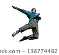 Stencil-style silhouette illustration of a jumping man 138774482