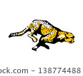 A stencil-style silhouette illustration of a cheetah running at full speed. 138774488