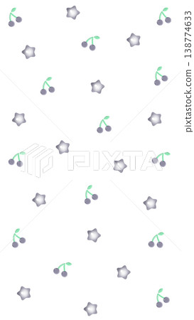 Dark girly pattern background with cherries and stars (white) 138774633