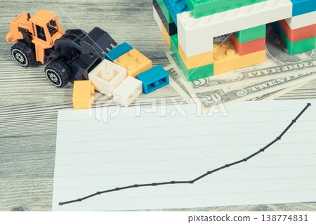 House made of toy blocks, dollar banknotes and rising graph House made of toy blocks, dollar banknotes and rising graph 138774831