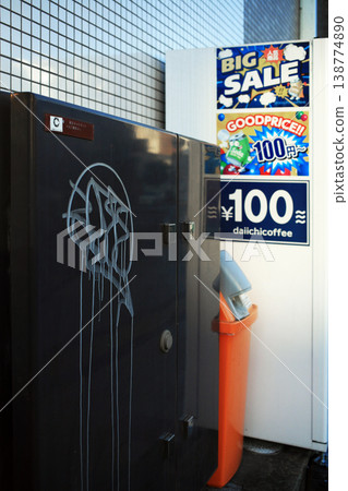 Graffiti-covered electrical equipment and vending machines Graffiti-covered electrical equipment and vending machines 138774890