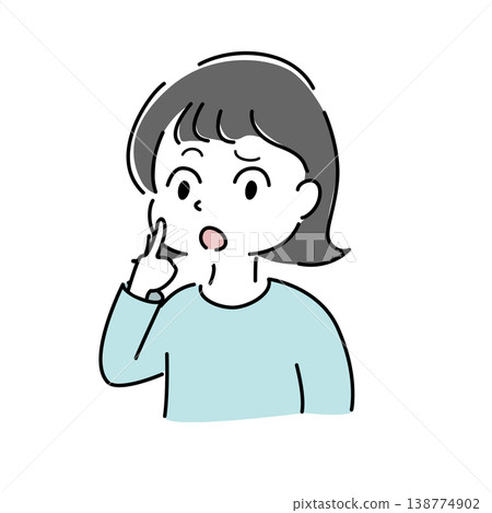 Simple illustration of a confused woman (questioning, thinking, hesitating, problem, character image) Simple illustration of a confused woman (questioning, thinking, hesitating, problem, character image) 138774902