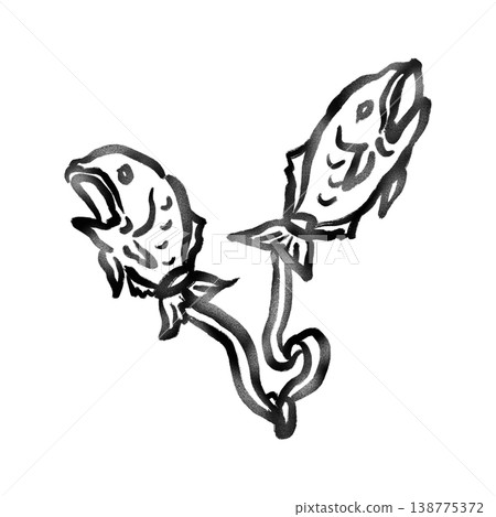 Line drawing of Pisces (rough, brushstroke texture) 138775372