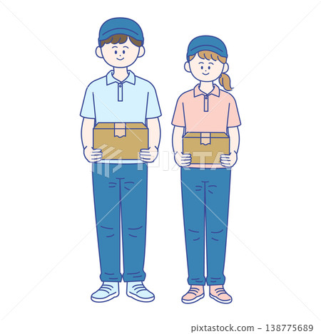 男女外送員全身插圖 138775689