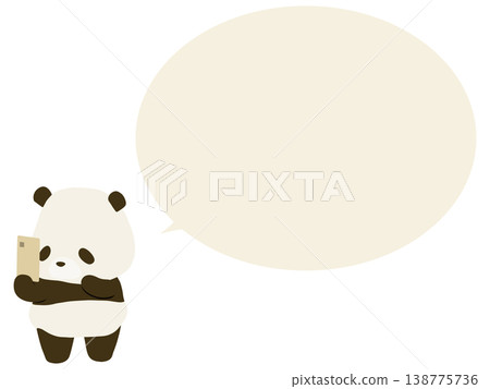 一隻熊貓在自拍。旁邊還有一個對話框。 138775736