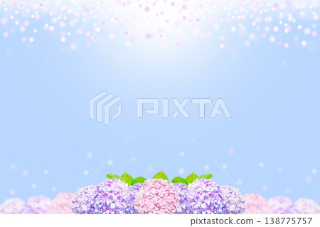 Purple and pink hydrangea flowers, rain background illustration 138775757