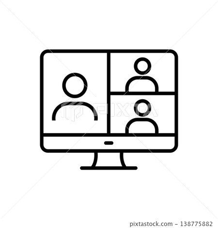 Group Video Call Desktop Monitor Icon 138775882