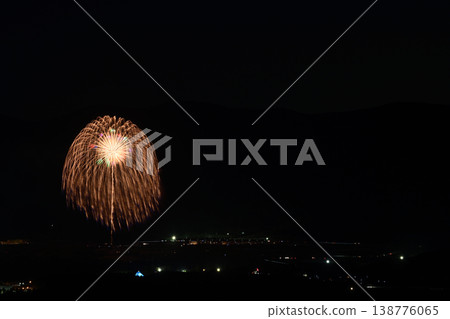 Scenery with fireworks Scenery with fireworks 138776065