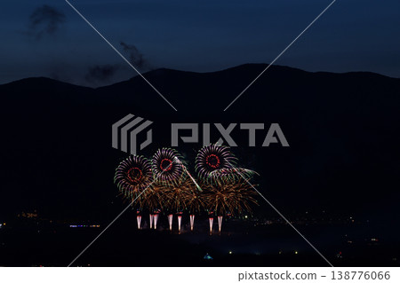 Scenery with fireworks Scenery with fireworks 138776066