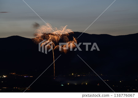 Scenery with fireworks Scenery with fireworks 138776067