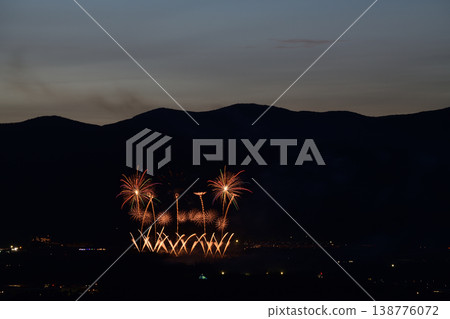 Scenery with fireworks 138776072