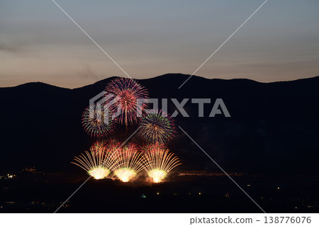 Scenery with fireworks Scenery with fireworks 138776076
